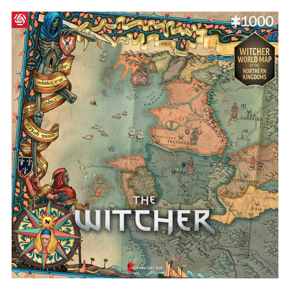 The Witcher 3 puslespill 1000 brikker – kart over Nordrikene