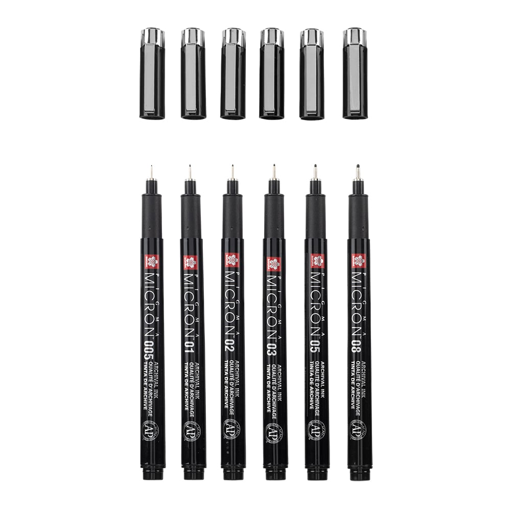 Sakura Pigma Micron Black Edition – 6stk + Case