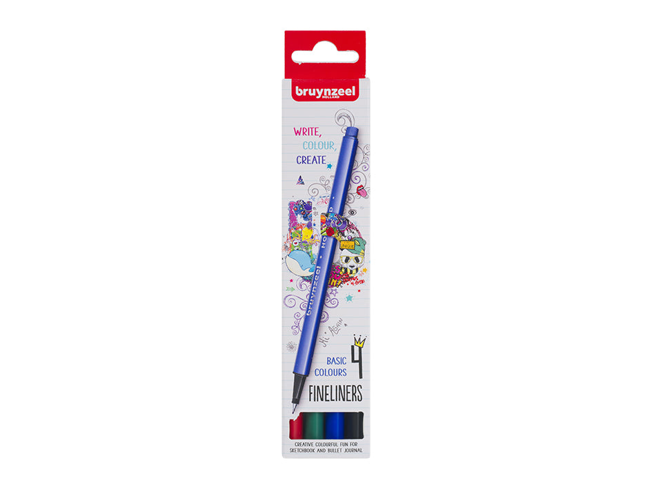 Bruynzeel Fineliners – Basic Colours 4stk