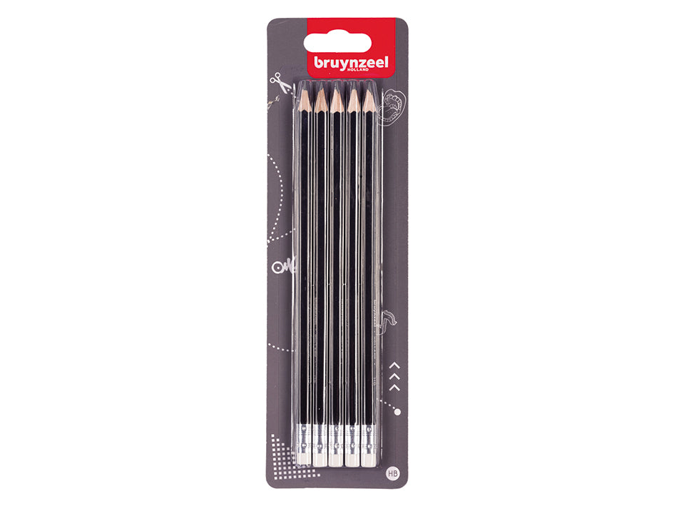 Bruynzeel Teens - Graphite HB m/viskelær - 5stk