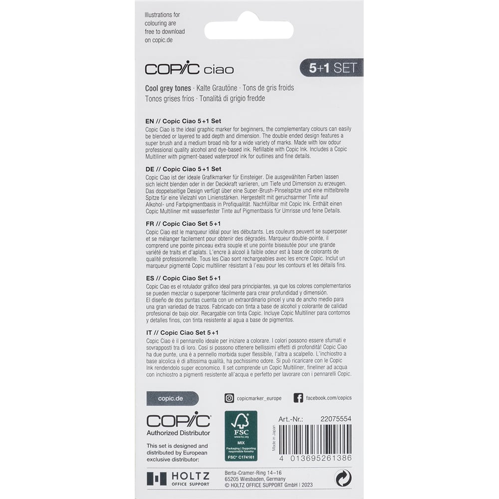 Marker Ciao 5+1 Sett – Cool Grey Tones