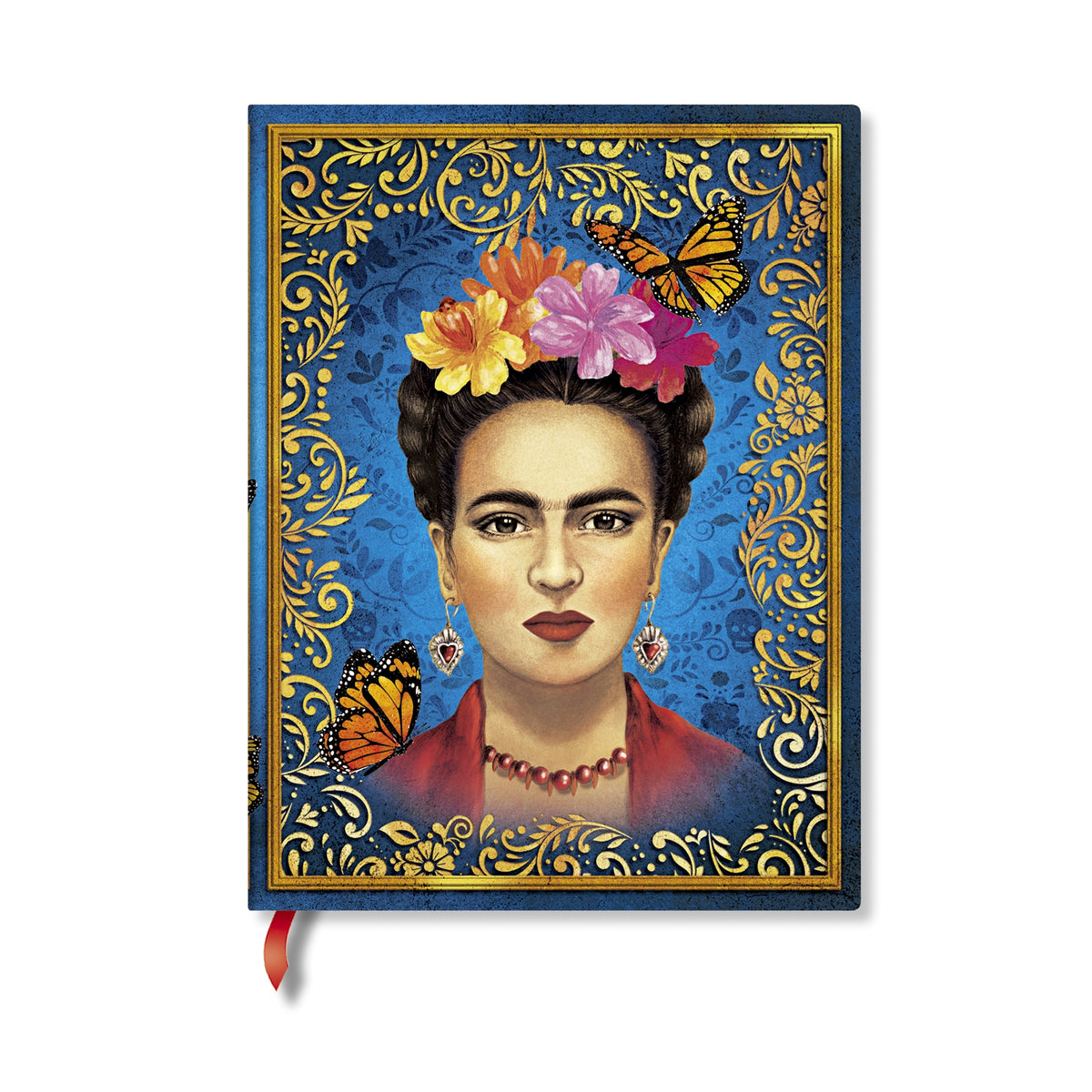 Viva Frida Ultra notatbok, omslaget flatt med båndmarkør