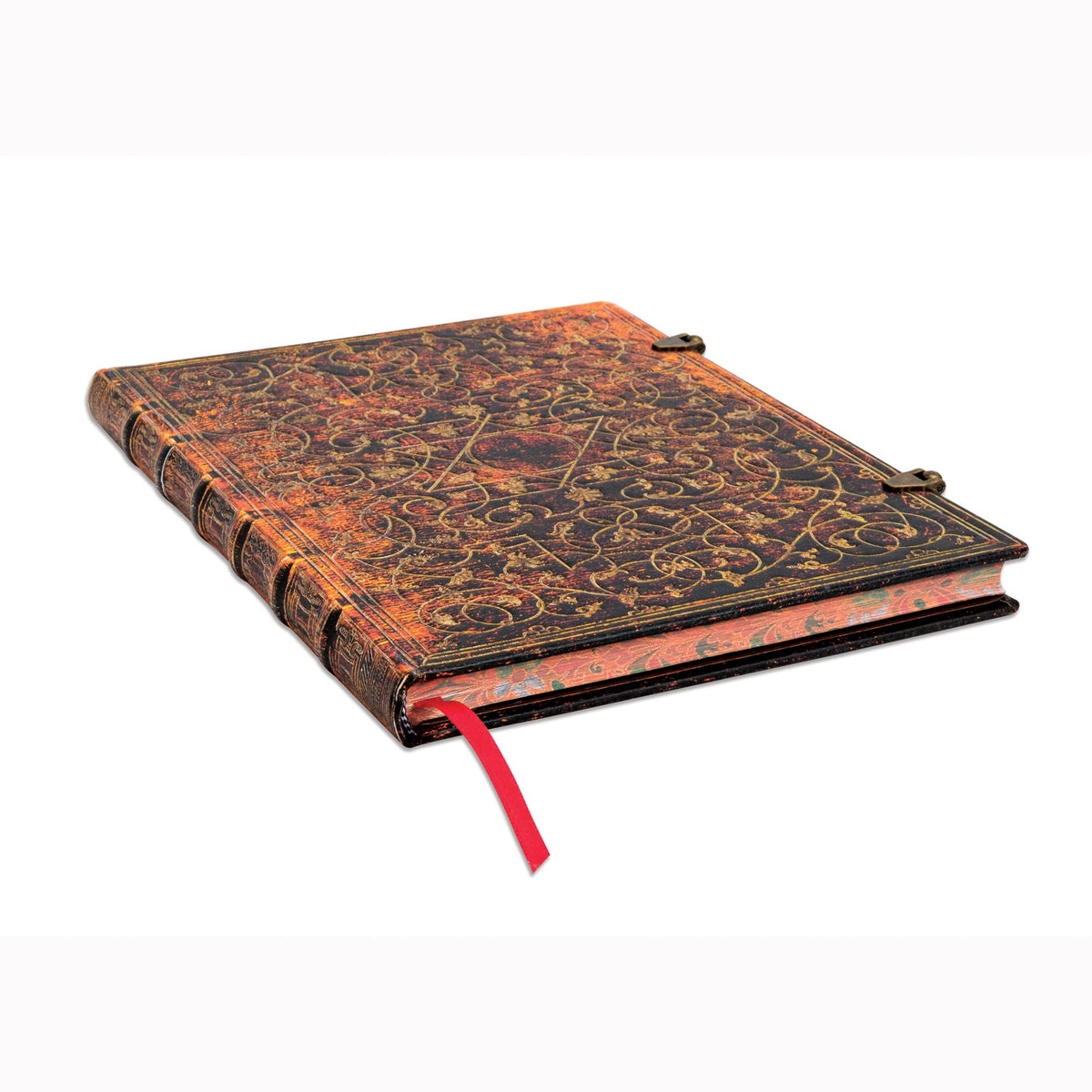 Grolier Ornamentali Ultra notatbok, rygg, sidesnitt og spenne